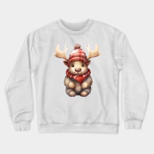 Moose in Santa Hat Crewneck Sweatshirt